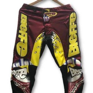 Pants Vintage Team Bieffe Motorcross Racing Pants 32 x 31 Maroon/yellow/black